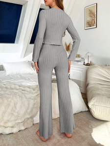 <span class=keywords><strong>Pigiama</strong></span> da <span class=keywords><strong>donna</strong></span> europeo-americano in raso autunno/inverno con fiocco sul risvolto, maniche lunghe, vita elasticizzata, casual, spesso e traspirante - Product Image 5