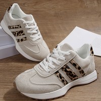 Baskets Rétro Décontractées pour Femmes à Lacets Légères Imprimé Animal Chaussures de Sport Élégantes pour le Jogging