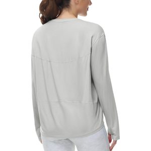 Haut de yoga à manches longues pour femme FOXA, col rond, respirant, en spandex et polyester, avec trous pour les pouces, pour l'entraînement - Product Image 1
