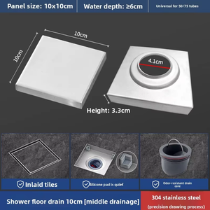 Siphon de sol carré en acier inoxydable avec double filtration pour salle de bain, anti-colmatage et anti-odeur - Product Image 6