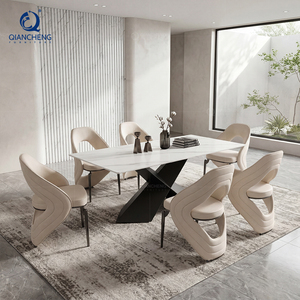 Mesa de Comedor de Piedra Sinterizada de Lujo Silenciosa con Base en X Trenzada y Acero Inoxidable Pulido, Juego de Muebles para Comedor - Product Image 5