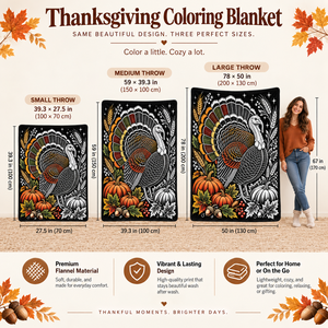 Custom Thanksgiving DIY Coloring <b>Throw</b> Blanket Rectangular Plush Animal Pattern Home Decor Classic Style Autumn - Product Image 5