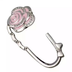 Meetee BHR-001 7.7*5.6Cm Hoa Hồng Thiết Kế Có Thể Gập Lại Rhinestone Túi Móc Bàn Di Động Móc Cho Túi Xách Ví Túi Móc - Product Image 5