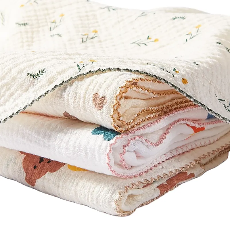 Gran oferta, MOQ bajo, nuevo diseño, de algodón orgánico Toalla de baño de alta calidad, manta de muselina para bebé