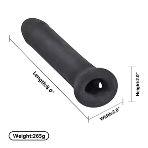 Manchon pénien extenseur en TPE noir 100 % étanche avec anneau de retenue de sperme, préservatifs réutilisables, longueur 8,2 pouces - Product Image 6