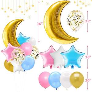 Decorazioni per Festa di Rivelazione del Sesso, Striscione Rosa Blu Oro, Decorazione per Torta a Forma di Stella, Palloncini Luna e Stella, Articoli per Baby Shower Maschio o Femmina - Product Image 4