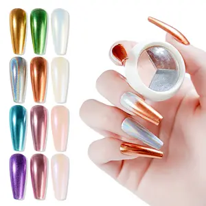 Polvo cromado de 3 colores para uñas, polvo brillante para efecto de Metal, pigmento sólido para decoración artística de uñas