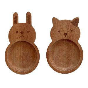 Ensemble de 2 sauces à trempage créatives en bois de hêtre pour marmite chaude pour chat et lapin Vaisselle en bois et sauces à trempage créatives pour jus de tomate - Product Image 1
