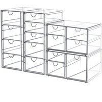 Organisateur de maquillage transparent anti-poussière Caktraie à 16 tiroirs avec 4 compartiments de rangement pour fournitures de bureau et de bureau à domicile, pour bijoux et stylos