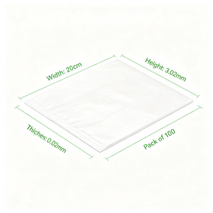 Transparent Poly Side Gusset <b>Bag</b> Waterproof 20cm X 3.02cm X 0.02mm 100 Pack for Apparel and Small Items - Product Image 4