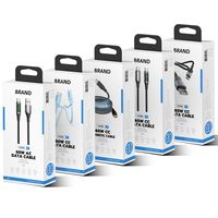 Kabel Data USB Type-C ke Type-C 3.2ft Grosir Pabrik, Kabel Cepat 100W 3A untuk Ponsel