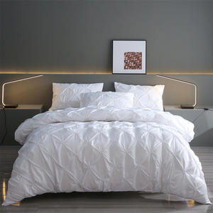 Nouvelle arrivée 3 pièces ensemble <span class=keywords><strong>de</strong></span> housse <span class=keywords><strong>de</strong></span> couette blanc solide avec imprimé tirant fleur artisanat couleur unie literie - Product Image 1