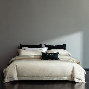 Ensemble de literie de haute qualité en <span class=keywords><strong>coton</strong></span> blanc 100% jacquard, <span class=keywords><strong>drap</strong></span>-<span class=keywords><strong>housse</strong></span> et <span class=keywords><strong>drap</strong></span> plat, taies d'oreiller design - Product Image 1