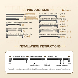 YIJIALE çoklu boyutları ölçeklenebilir 32mm 0.7-1.2m karbon çelik perde çubuk Barra De Cortina Estensible perde boru çubuklar - Product Image 4