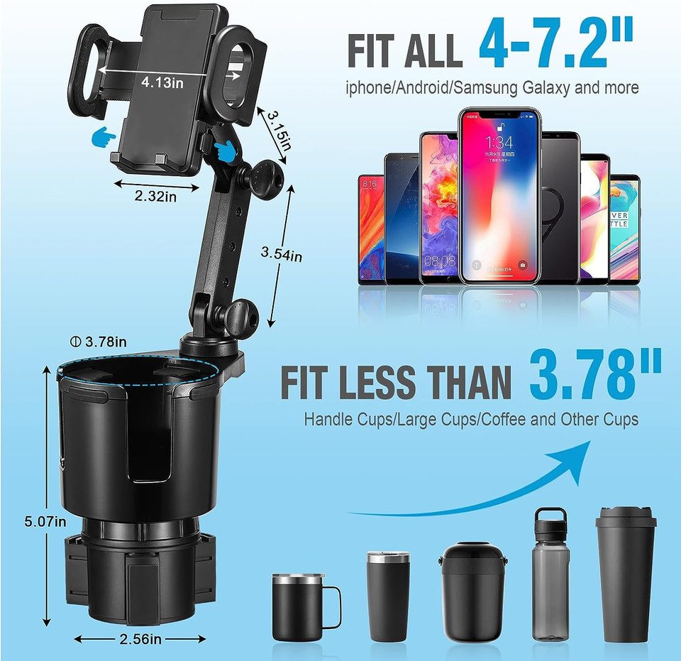 Shunwei SD-1052 2-in-1 Car Cup Holder Phone Mount - Universal Adjustable Holder