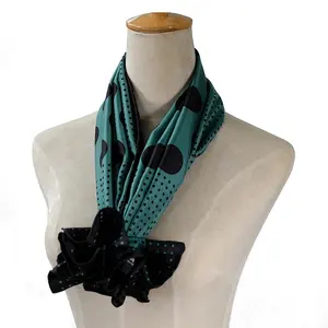 Shanghai Custom Printed Polka Dot Pattern Elegant Silk Twill Scarf for Women