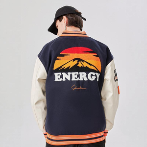 เสื้อแจ็คเก็ตเบสบอลแบบมีปกตั้ง ปักลายด้านหน้า คุณภาพสูง ออกแบบพิเศษ ปักอักษรแบบเชนิลล์  สำหรับทั้งชายและหญิง - Product Image 2