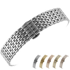 12/14/16/18/20/22MM <span class=keywords><strong>Bracelet</strong></span> de montre en acier inoxydable à maille ultra mince 9 perles Bracelets à extrémité droite remplacement pour montre <span class=keywords><strong>SKX</strong></span> RLX - Product Image 1