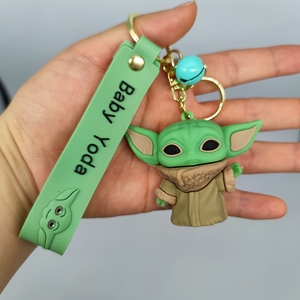 4 Designs Hot Selling Décoration Cadeaux Anime Figure Souvenir 3d Baby <span class=keywords><strong>Yoda</strong></span> Character Pvc Cartoon Keychain - Product Image 3