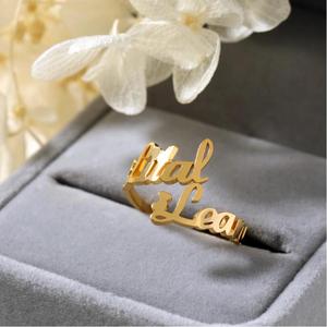 Custom Adjustable Stainless Steel <b>Ring</b> with PVD Gold & Rose Gold Finish- Personalized <b>Name</b> or Logo Script, Waterproof & Durable - Product Image 6