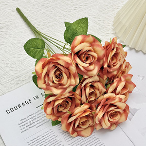 Rosas Artificiales, Ramo de Seda con 9 Cabezas de Diamantes, Alta Simulación, Decoraciones para Bodas, Estilo Clásico - Product Image 4