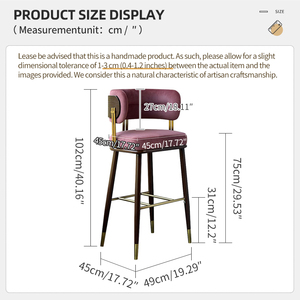Taburete de Bar Moderno de Lujo en Terciopelo con Detalles Dorados, Patas de Madera Color Nogal, Silla Alta <span class=keywords><strong>para</strong></span> Barra de Cocina o Bistro - Product Image 6
