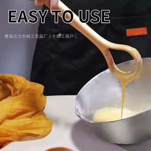 Batteur à œufs en bois pour la cuisine, outil de mélange pour boulangerie, mélangeur à pâte manuel facile à utiliser - Product Image 3