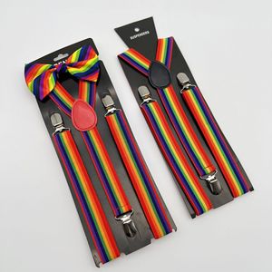 Nouvel ensemble de nœuds papillon personnalisés à rayures drapeau du Fierté LGBT, accessoires pour défilés, célébrations, clowns de <span class=keywords><strong>cirque</strong></span>, bretelles rétro funky - Product Image 1