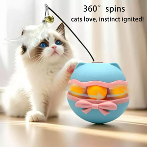2026 Hot Sale Modern Luxury Silicone & Plastic Not Down Feather <b>Interactive</b> Teaser Ball <b>Cat</b> <b>Toy</b> with Funny Big Eyes - Product Image 4