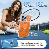 Funda Magnética Brillante para iPhone 17 16 15 14 13 Pro Max con Borde Transparente y Anillo Giratorio 360°