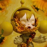 Коллекционные фигурки POPMART MEGA SKULLPANDA 1000% «Подсолнухи» (Музей Ван Гога), сюрприз-боксы для декора дома