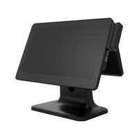 Terminal POS de Doble Pantalla Táctil BOE de 15.6 Pulgadas, con Wi-Fi, Bluetooth, Compatible con Windows 10/11, SSD de 256 GB, Diseño Negro para Punto de Venta