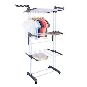 Vente en gros Séchoir à <span class=keywords><strong>linge</strong></span> pliable en métal Porte-serviettes multifonctionnel Porte-vêtements <span class=keywords><strong>amovible</strong></span> de grande capacité - Product Image 1