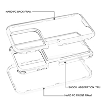 Coque de protection transparente colorée 3 en 1 pour TECNO Spark 10C Coque triple transparente robuste pour TECNO Spark 20 Pro Plus