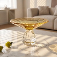 Corbeille à fruits en cristal K9 taillé, bleu dégradé, plateau de service en verre à facettes, décoration de table pour la maison, mariage, hôtel, centre de table, cadeau