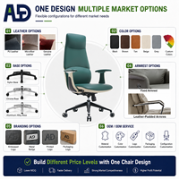 Chaise de bureau exécutive en cuir Aston à dossier haut - Appuie-tête ergonomique réglable, accoudoirs fixes, base pivotante chromée