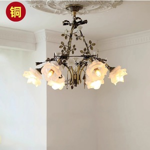 <span class=keywords><strong>Lustre</strong></span> de luxe classique de style français, tout en cuivre, romantique, vintage, pastoral, à motif de roses, pour salon, chambre et salle à manger - Product Image 1