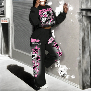 Nouvel ensemble de survêtement décontracté 2-en-1 pour femme, entièrement personnalisé, en polaire, avec capuche et taille élastique, collection automne 2025 - Product Image 2