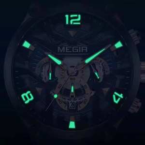 MEGIR 2222 Nouvelle Montre Homme Tendance Multifonctionnelle Chronographe Trois Yeux Six Aiguilles Bracelet Silicone Montre à Quartz 2025 - Product Image 3