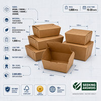 Caja de Almuerzo Desechable de Papel Kraft, Envase de Alimentos para Llevar, Pollo Frito, Ensalada, Biodegradable, Ecológico, Cajas para Llevar de 800 ml