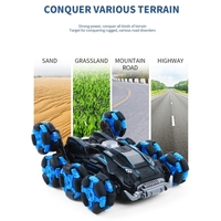 360 °   Voiture de cascade télécommandée à double mode de rotation, avec lumières, musique, démonstration automatique, 8 roues, 4x4, détection de geste par montre, jouet RC pour enfant