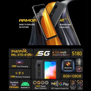 Ulefone Armor 12 5G téléphone robuste 8 go + 128 go étanche antichoc batterie 5180mAh chargement sans fil NFC 5g téléphone portable - Product Image 2