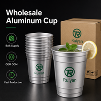 Gobelet en aluminium réutilisable, léger, en métal, avec logo personnalisé pour la bière, les sodas, les jus et les boissons froides