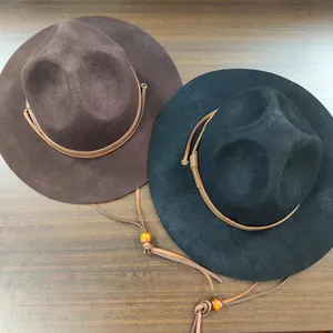 Chapeaux Fedora en feutre de laine australienne 100% avec ruban en cuir véritable, vente en gros d'usine