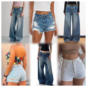 Nouvel arrivage de jeans droits taille haute respirants et amples pour femmes pantalons en denim à jambes larges décoration à boutons légers et décontractés - Product Image 2