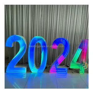 Đám cưới trang trí RGB màu 3D hình học marquee số chữ kim loại cho tiệc cưới trang trí nội thất
