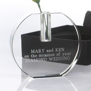 <span class=keywords><strong>Vase</strong></span> en cristal de forme ronde plate transparente décorative pour la maison - Product Image 5
