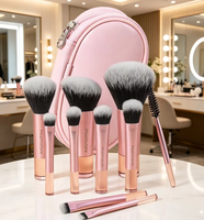 Ensemble de pinceaux de maquillage de voyage miniatures portables avec 10 poignées en cristal, poils synthétiques, logo personnalisé, pour sac à outils cosmétiques