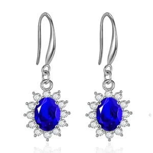 Diamond Fish Gold and Silver Moissanite Hook Diamond Earrings Korean Style Sunflower Colorful Treasure