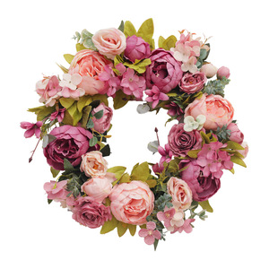 Couronne de pivoines artificielles de style européen, simulation quatre saisons, imperméable, 55 cm, pour mariages, remises de diplômes, Noël, Halloween - Product Image 5